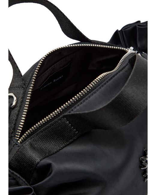 Simone Rocha Black Double Ribbon Rosette Mini Nylon Top Handle Bag