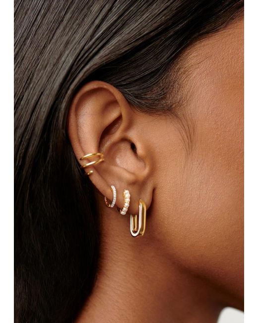 Missoma White Gemstone 18Ct Recycled Vermeil Hoop Earrings
