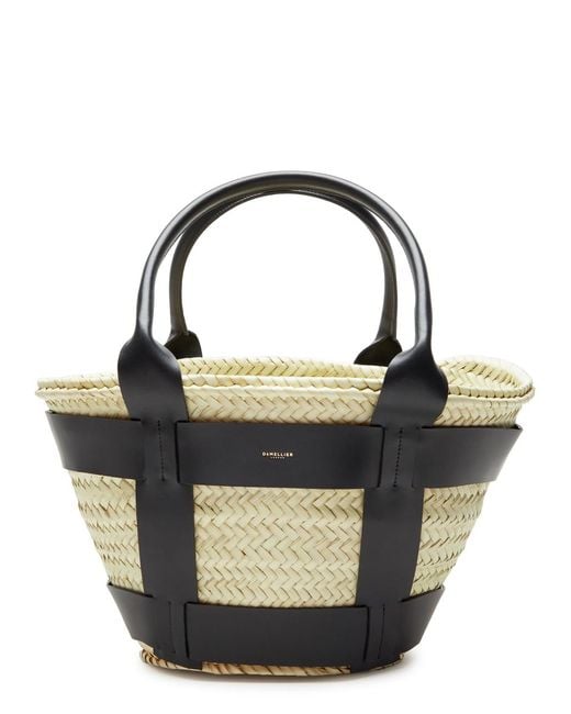 DeMellier London Black The Santorini Straw Basket Bag