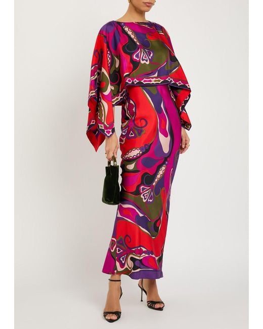 Emilio Pucci Layered Printed Silk Maxi Dress