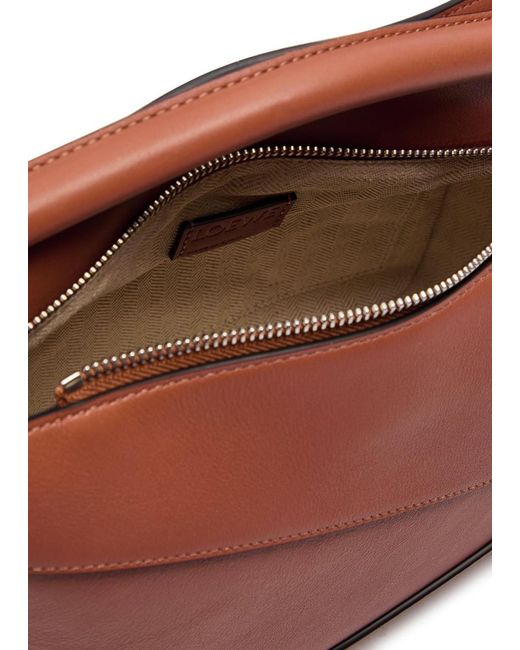 Loewe Brown Puzzle Edge Small Leather Top Handle Bag