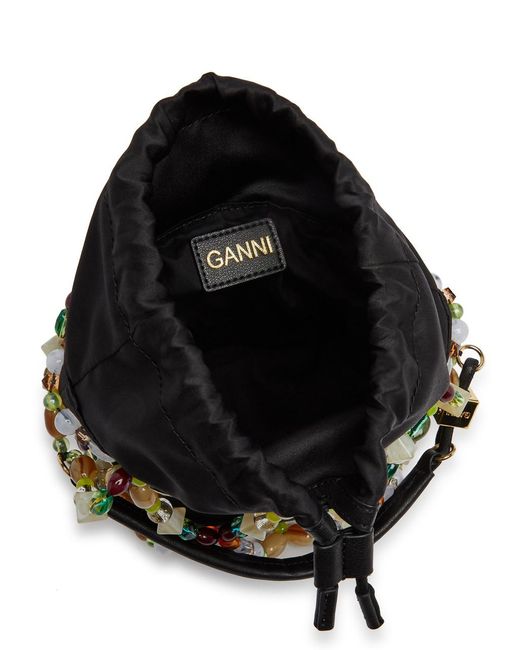 Ganni Black Beads Bucket Bag