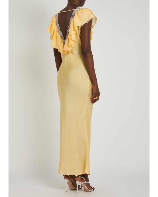 Ronny Kobo Metallic Gracie Lace-Trim Silk-Blend Maxi Dress
