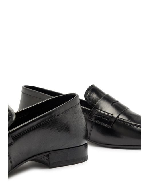 Dries Van Noten Black Square-Toe Leather Loafers
