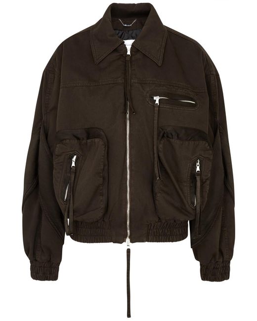Blumarine Black Panelled Cotton Bomber Jacket