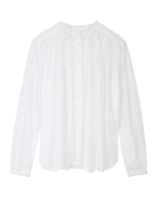 Skall Studio White Rita Fil-coupé Cotton Blouse