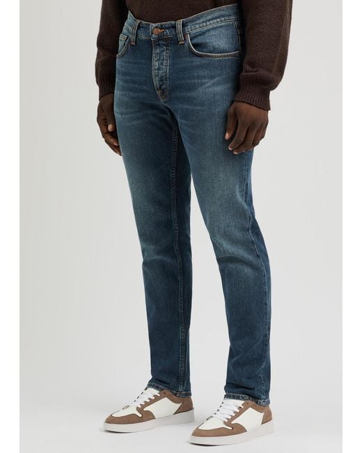 Nudie Jeans Blue Solid Ollie Slim-Leg Jeans for men