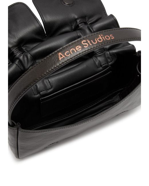 Acne Black Rev Micro Crinkled Leather Top Handle Bag