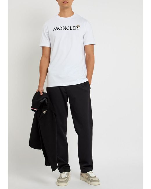 Moncler White Logo Badge Cotton T-Shirt for men
