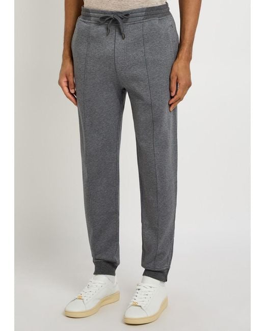 Brunello Cucinelli Gray Tapered-Leg Cotton-Blend Sweatpants for men
