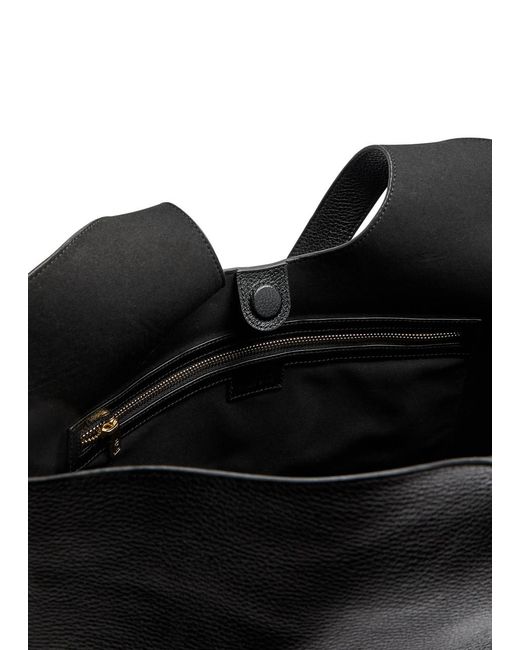 Anine Bing Black Lili Logo-Embossed Leather Tote