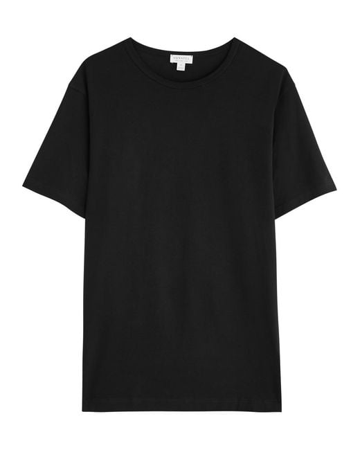 Sunspel Black Cotton T-Shirt for men