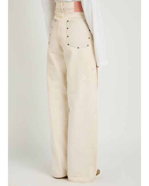 Acne Natural 1981 Paint-Effect Wide-Leg Jeans