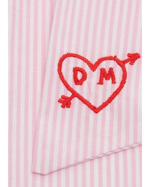 Damson Madder Pink Logo Striped Cotton Scrunchie