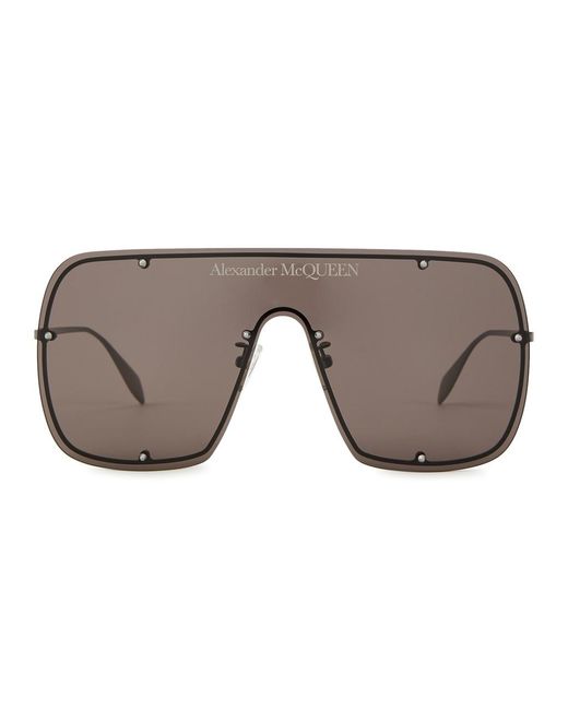Alexander McQueen Brown Oversized Aviator-Style Sunglasses, Sunglasses