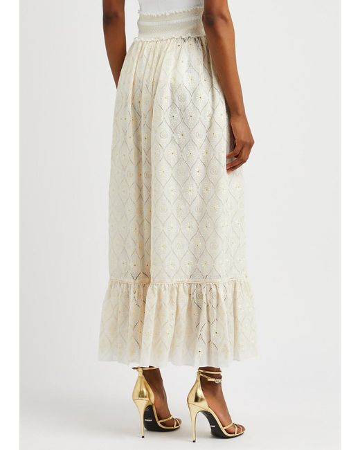 Gucci Natural Broderie Anglaise Cotton Maxi Skirt