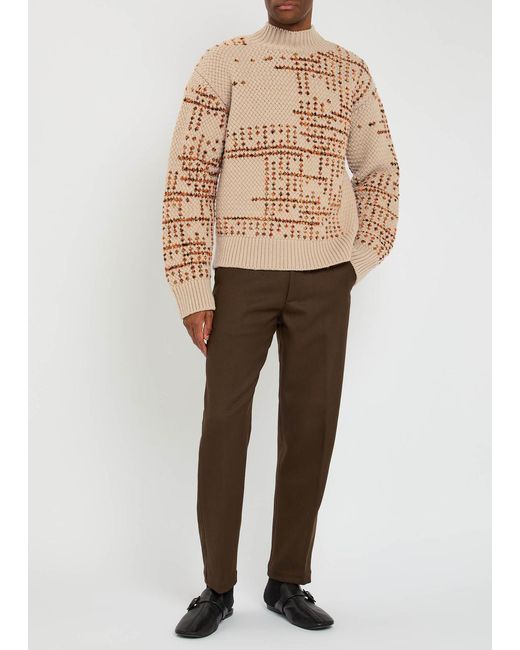 Dries Van Noten Natural Mauritius Patterned Wool-Blend Jumper for men