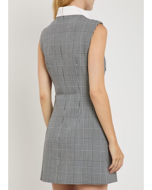 Self-Portrait Gray Prince Of Wales Checked Woven Mini Dress
