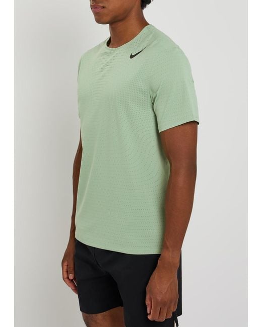 Nike Green Aeroswift Dri-Fit Adv Perforated Jersey Running T-Shirt for men