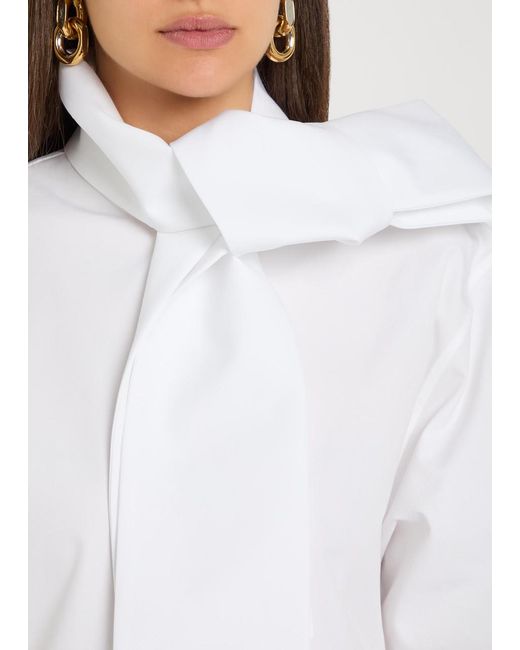 Saint Laurent White Scarf-Effect Cotton-Poplin Shirt