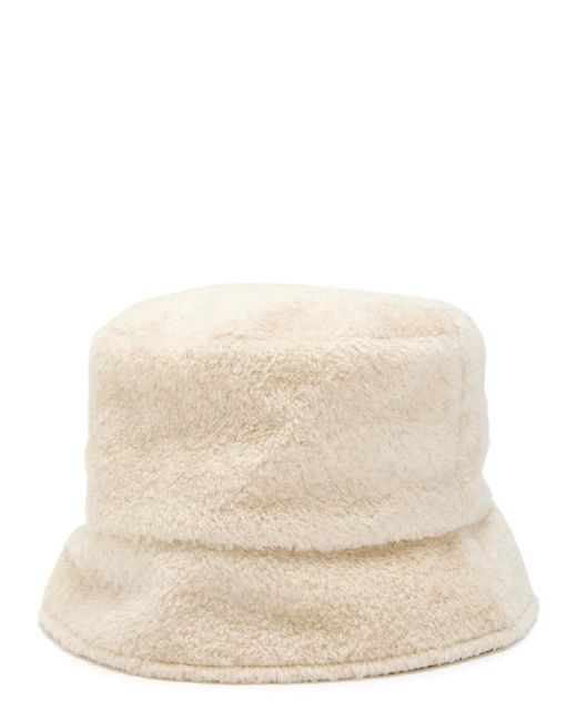 Moncler Natural Reversible Logo Fleece And Shell Bucket Hat