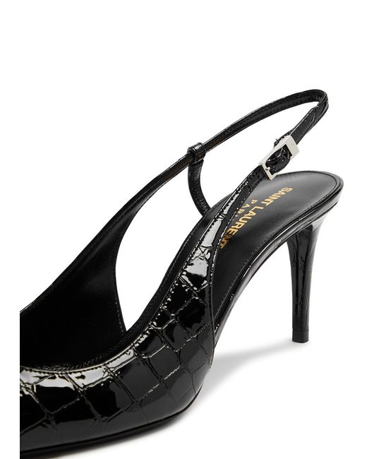 Saint Laurent Black Hacker 70 Leather Slingback Pumps