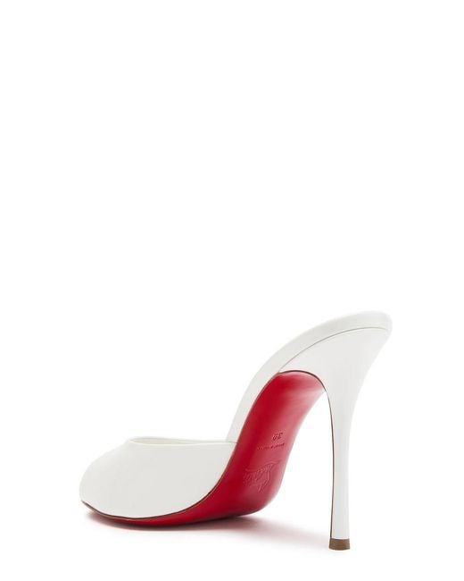 Christian Louboutin White Me Dolly 100 Peep-Toe Patent Leather Mules
