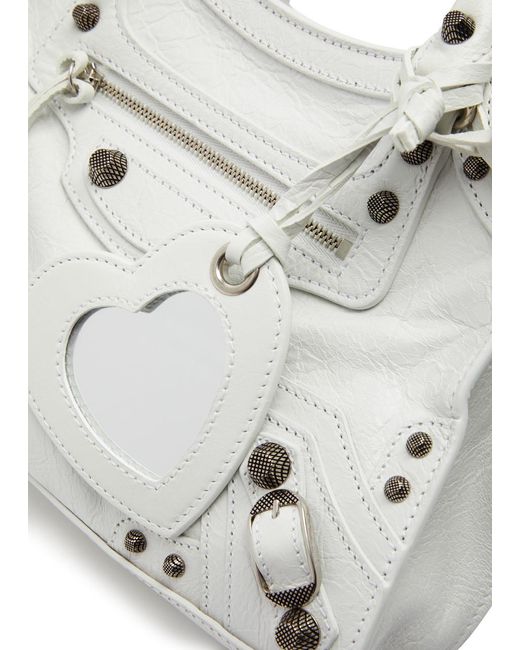 Balenciaga White Neo Cagole Xs Leather Top Handle Bag