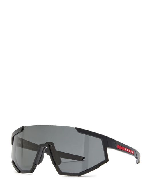 Prada Linea Rossa Gray Wrap-Around Mask Sunglasses for men