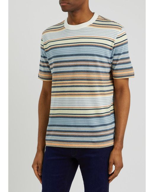 PS by Paul Smith Blue Striped Cotton T-Shirt for men