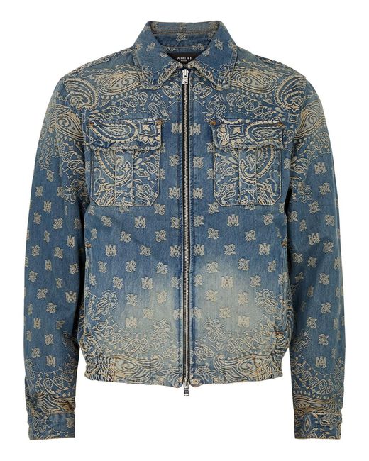 Amiri Blue Bandana-jacquard Denim Jacket for men