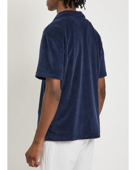 Polo Ralph Lauren Blue Logo-Embroidered Terry Shirt for men