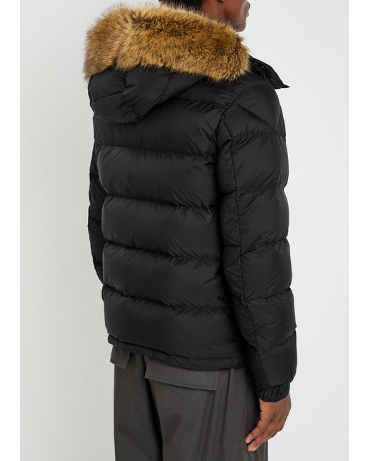 Moncler Black Maya Faux Fur-Embellished Shell Jacket for men