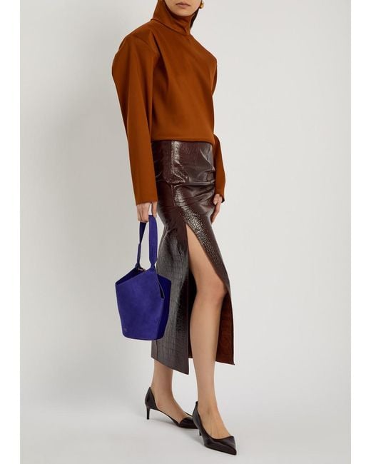 Khaite Blue Lotus Mini Suede Tote Bag