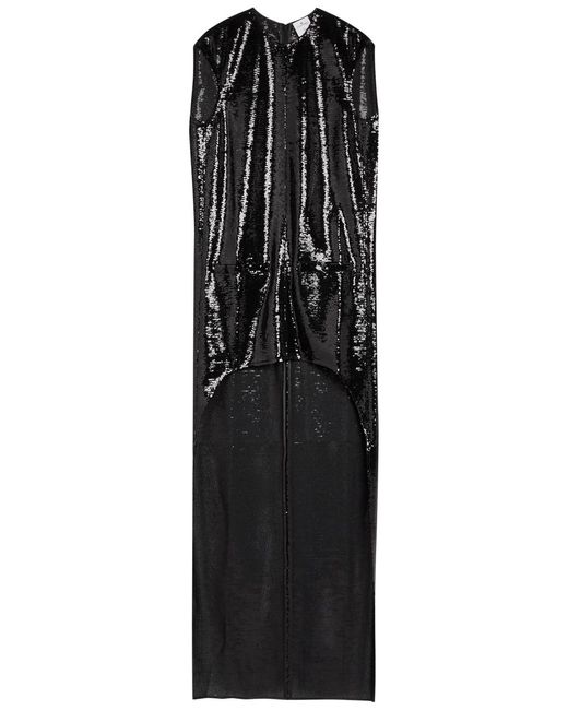 Courreges Black Sequin-Embellished Tulle Mini Dress