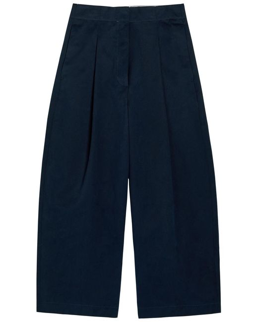 Studio Nicholson Blue Peached Wide-Leg Cotton-Twill Trousers