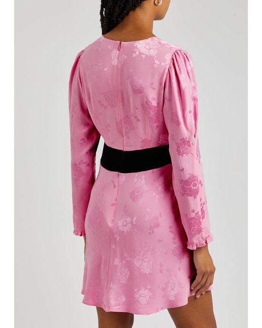 Rixo Pink Bambi Floral-jacquard Mini Dress