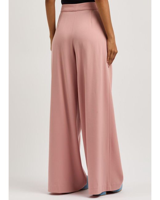 Dries Van Noten Pink Pamplona Wide-Leg Wool Trousers