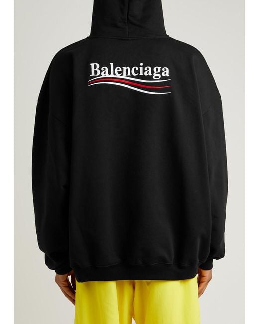 Balenciaga Black Political Hooded Cotton Sweatshirt for men