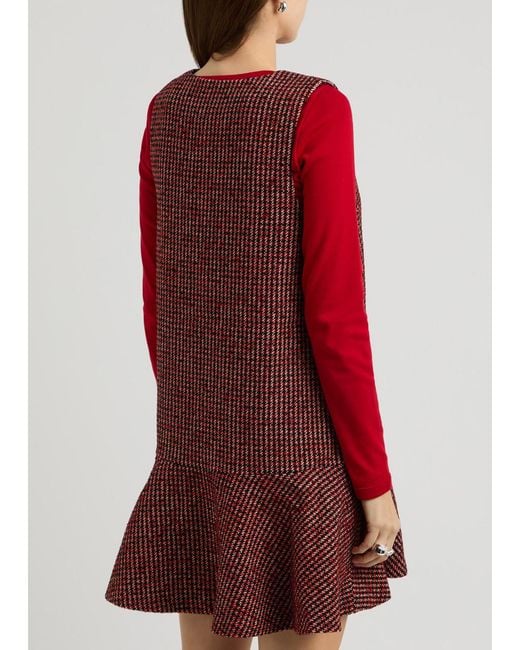 Ganni Purple Checked-Jacquard Felt Mini Dress