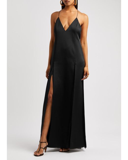 Khaite Black Nonya Satin Maxi Dress