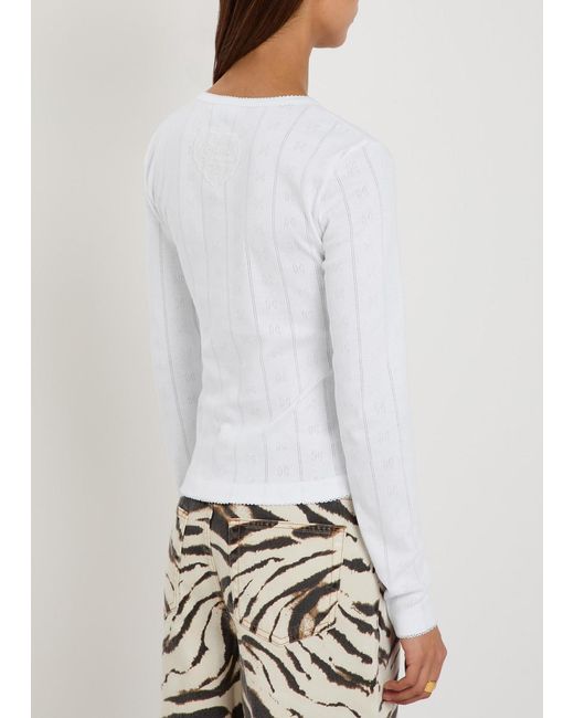 Ganni White Pointelle Cotton Top