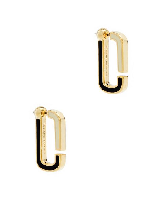Marc Jacobs White Enamelled Logo Hoop Earrings