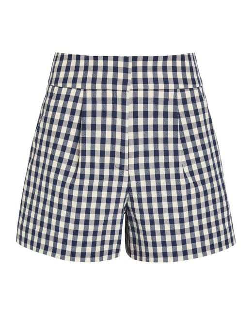 Veronica Beard White Haina Gingham Seersucker Shorts