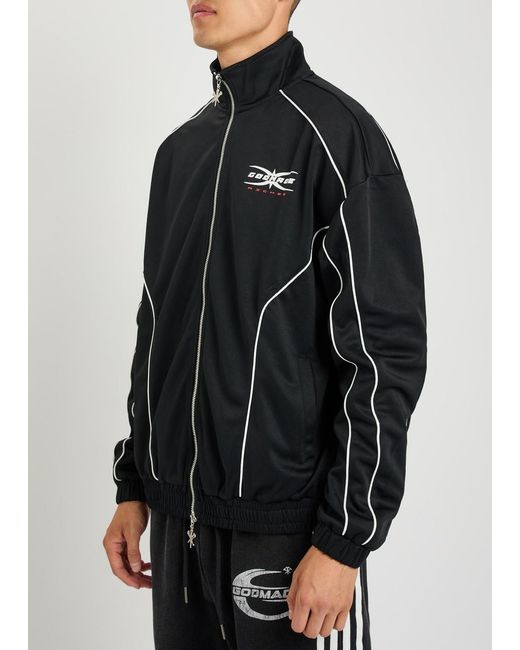 GODMADE Black Finish Line Logo Cotton Track Jacket for men