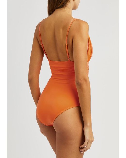 Melissa Odabash Orange Panarea Plunge Swimsuit