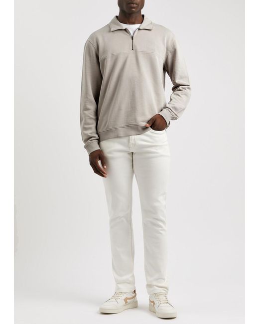 PAIGE Gray Davion Half-Zip Cotton Sweatshirt for men