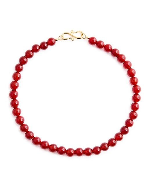 LIE STUDIO Red Carnelian Beaded Pendant Necklace