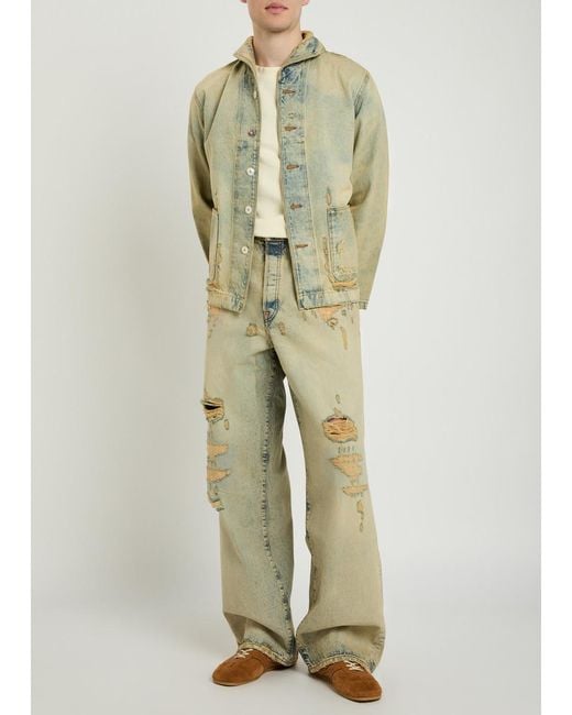 KENZO Natural Distressed Wide-Leg Jeans for men