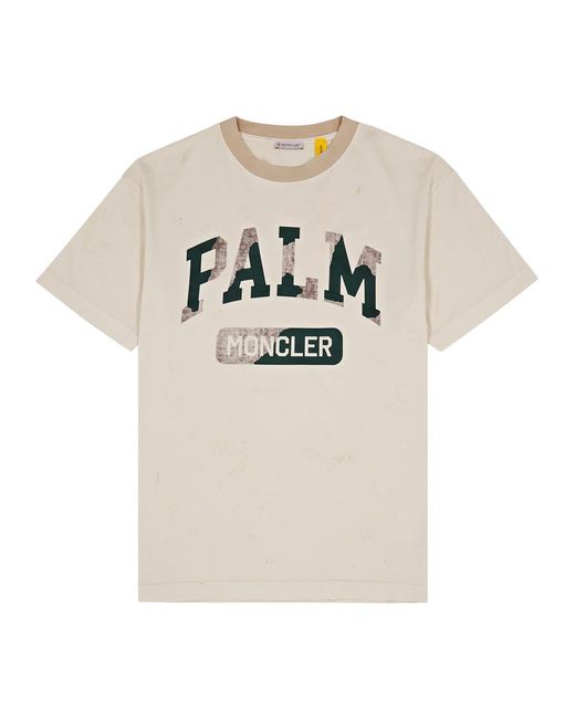 Moncler Genius White 8 Moncler Palm Angels Logo Cotton T-shirt for men